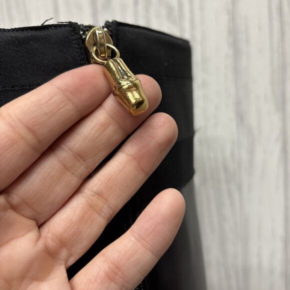 Womens Size 9.5 Gucci Black Leather Riding Boots Bamboo Gold Charm - Picture 10 of 16